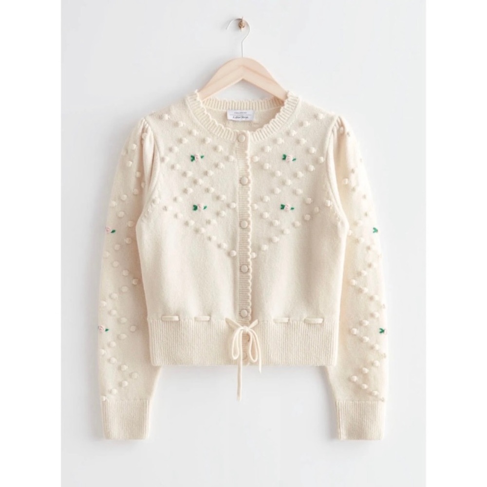 & Other Stories Rose Embroidery Knit Cardigan